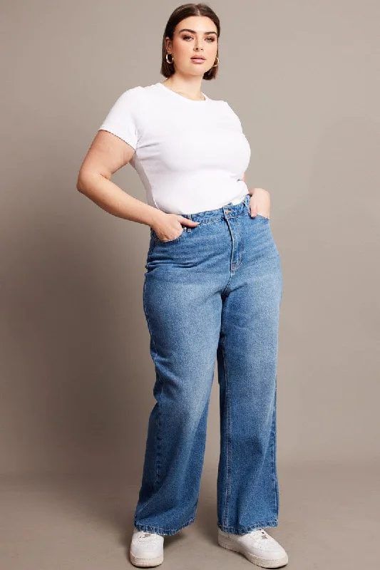 Lounge Chic Denim Wide Leg Jeans High Rise