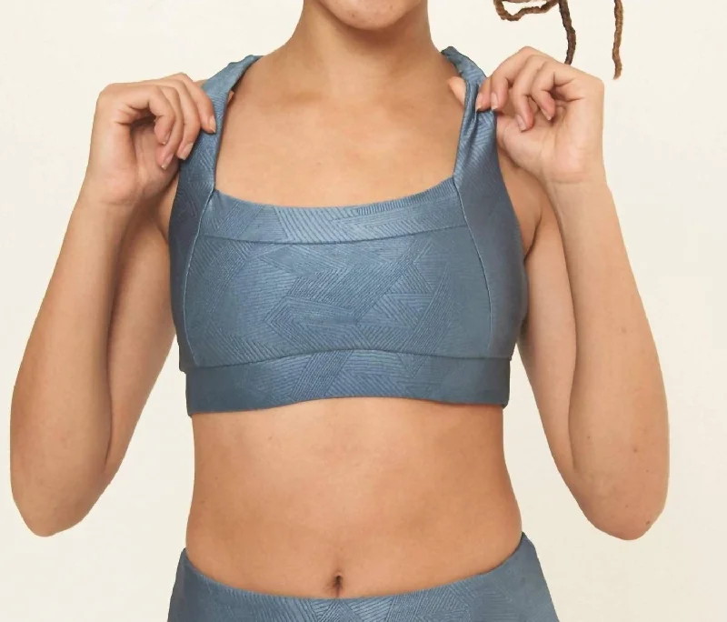 Effortless Looks Square Neck Performance Bra In Slate Blue