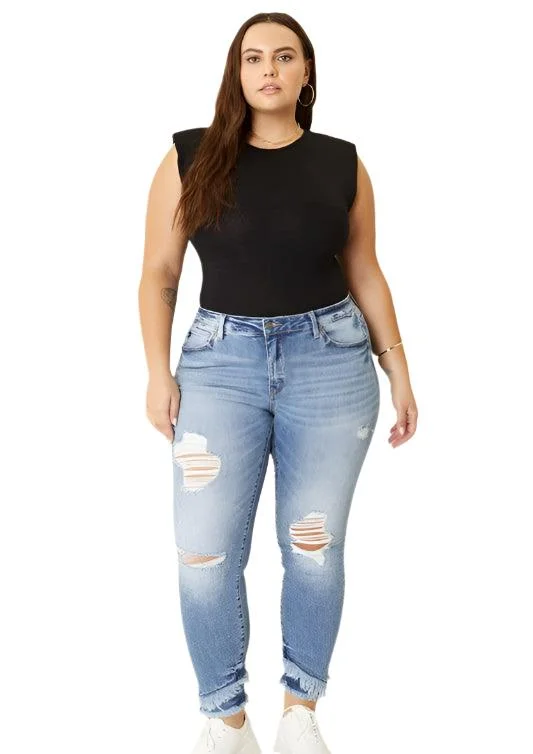 Relaxed Tops Plus Mid Rise Ankle Skinny Jeans