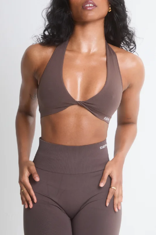 Trendy Casuals Timeless Halter Bra - Cocoa Brown