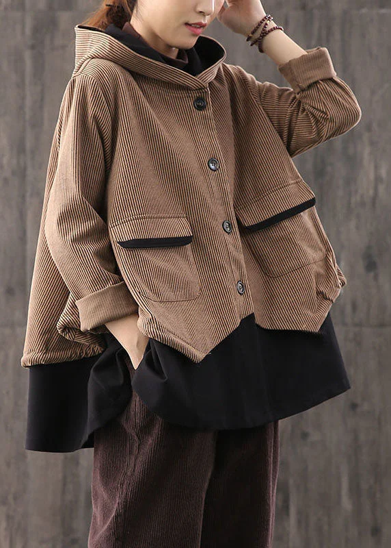 Comfy Dress Simple Chocolate retro Loose Button Fall Coat