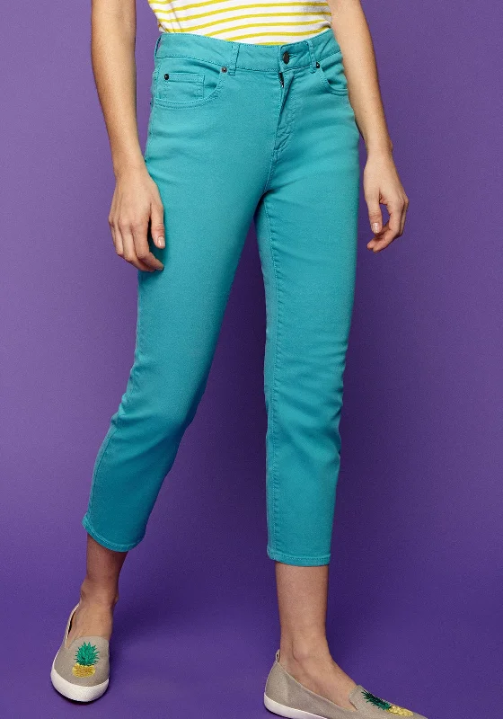 Casual Fit Wear White Stuff Ash Straight Cropped Jeans, Teal Blue