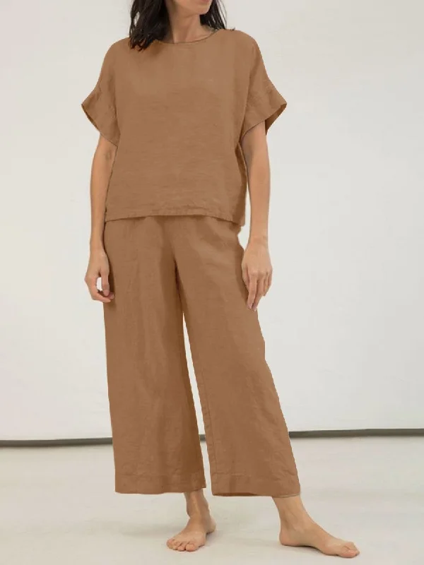Cozy Outfit Basic Solid Color Casual Two-piece Suit