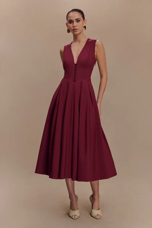 Warm Layers Keely Cotton Sleeveless Midi Dress - Wine