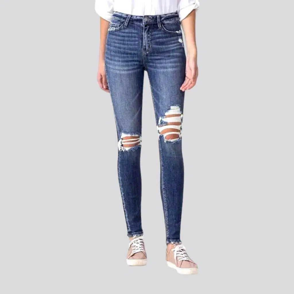 Cozy Chic Wear Distressed skinny jeans
 for women