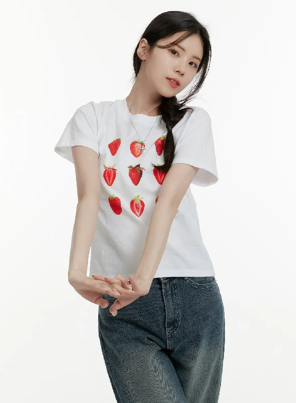 Cozy Footwear Strawberry Graphic Cotton Tee OA405
