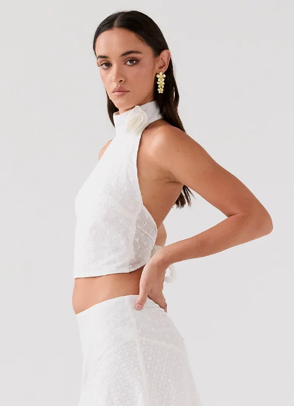 Comfort Fit Alice In Love Rose Top - White