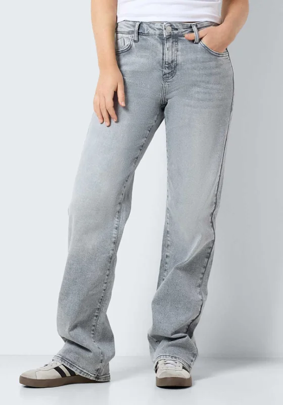 Soft Style Noisy May Yolanda Wide Leg Jeans, Light Grey Denim
