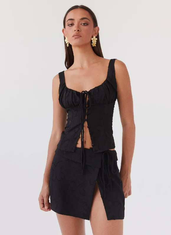 Warm Wear Bianka Tie Top - Black Petal
