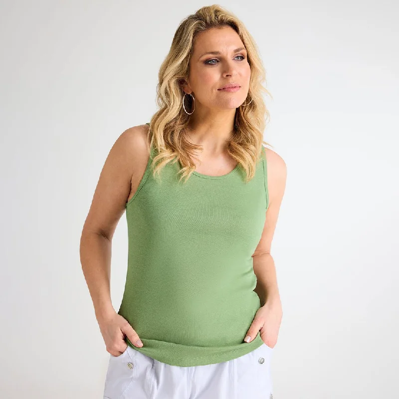 Soft Clothing Ladies Watercress Crew Neck Vest