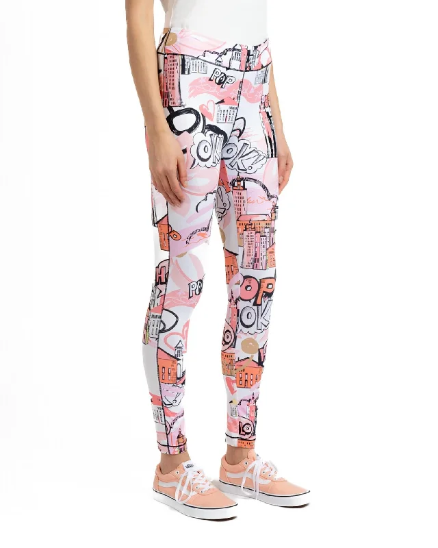 Urban Chic Micro Knit Printed Legging In Cantaloupe