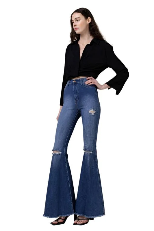 Easygoing Fashion Womens High Rise Flare Jeans Pants