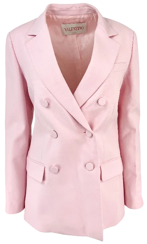 Comfortable Jeans Valentino Double Breasted Blazer in Taffy Pink