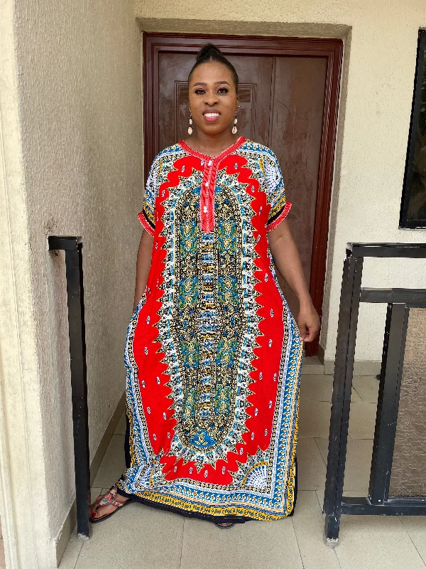 Trendy Casuals Elodie Red and Blue Maxi Dress