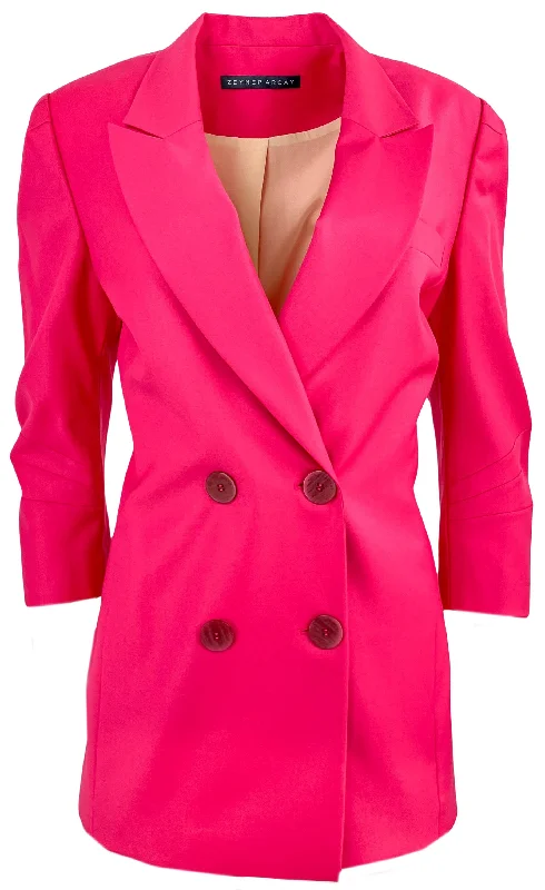 Cozy Chic Wear Zeynep Arcay Wrap Blazer in Fuchsia