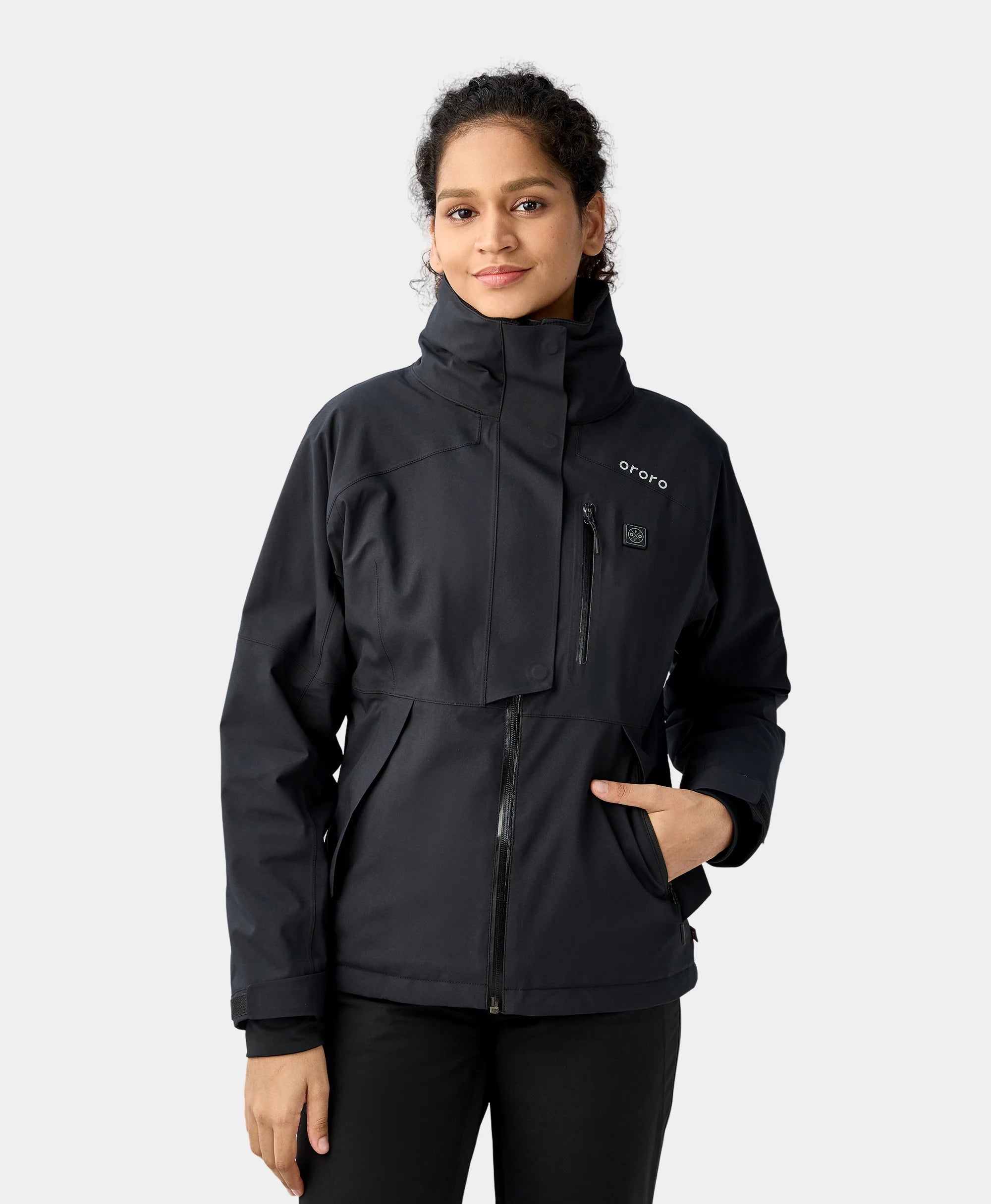 Cozy Knits Final Sale - Women's Waterproof Heated Ski Jacket - Black/Blue