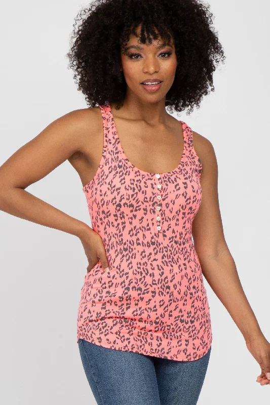 Relaxed Fit Fuchsia Animal Print Racerback Tank Top