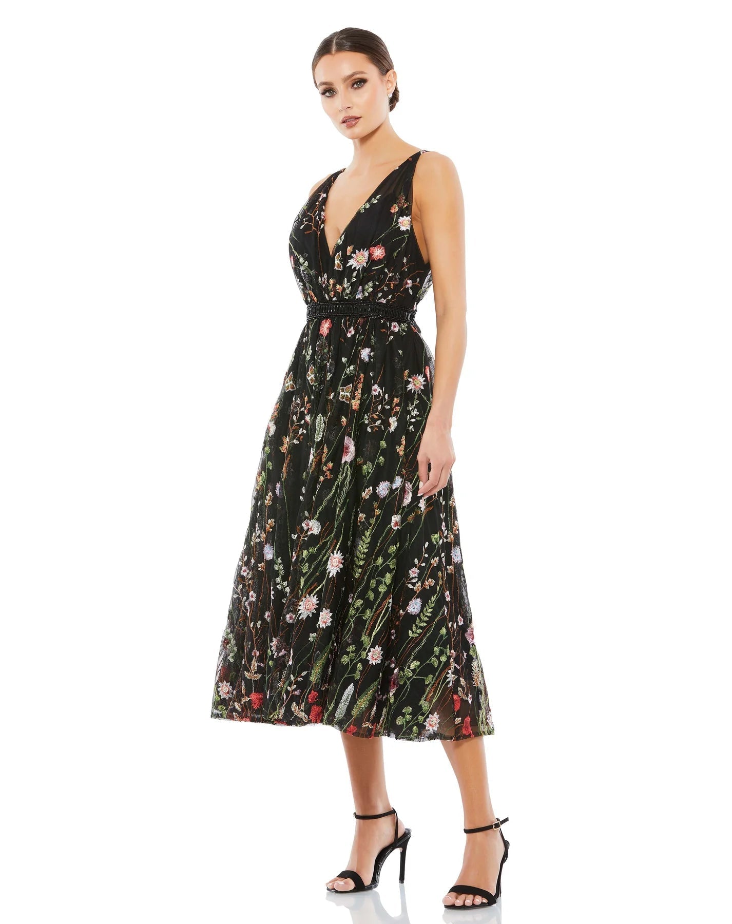 Cozy Shirts Mac Duggal Cocktail - 26557D V-Neck Tea-Length Dress