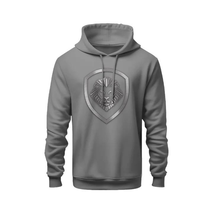 Breezy Style Valuetainment Lion Shield Grey Pullover Performance Hoodie