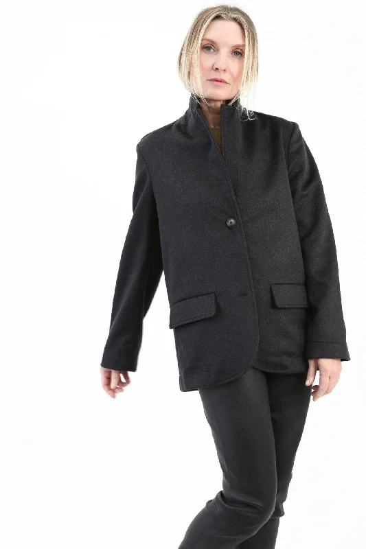 Relaxed Fashion BACCIO ITALIAN BLAZER IN LORO PIANA CASHMERE CHARCOAL GREY