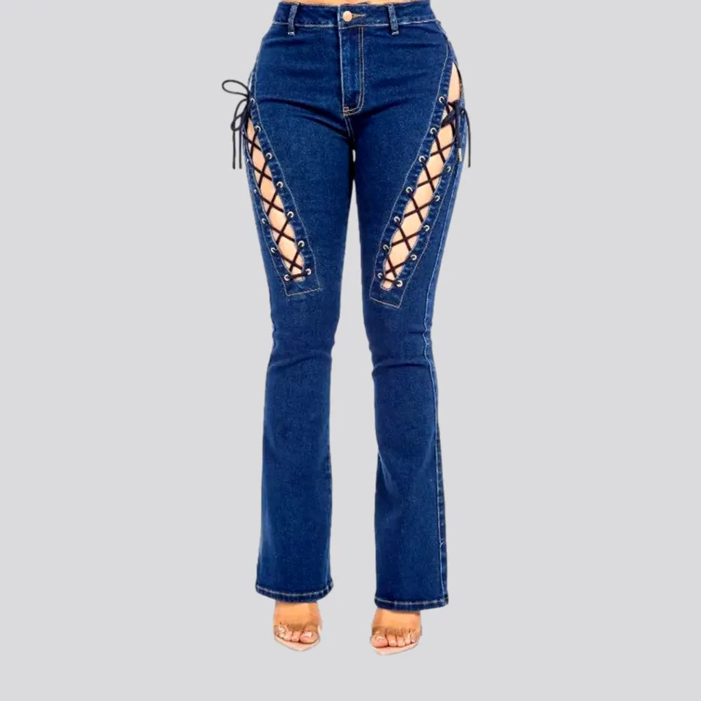 Breathable Style Chic high rise jeans for ladies