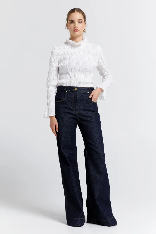 Cozy Dress Mod Flared Jeans Indigo Denim