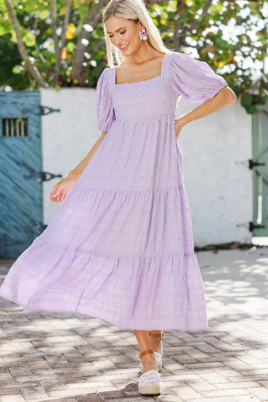 Warm Wear Think About It Lavender Purple Midi Dress