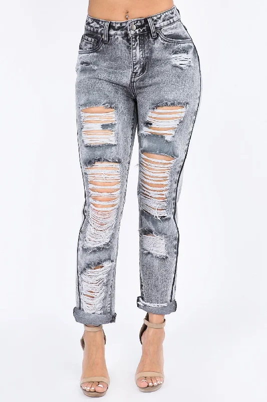 Soft Looks High Waist Acid Wash Mom Jeans