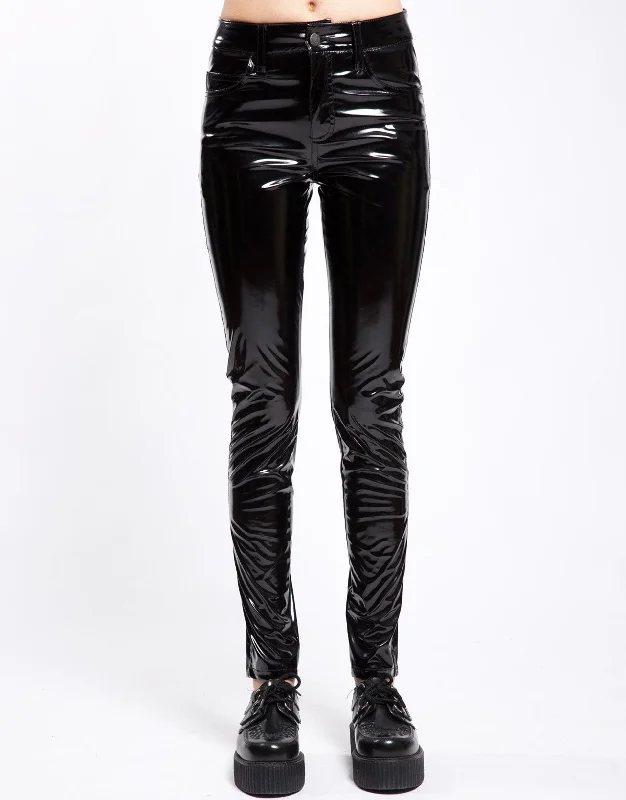 Comfortable Jackets High Waist Vinyl Skinny Pant