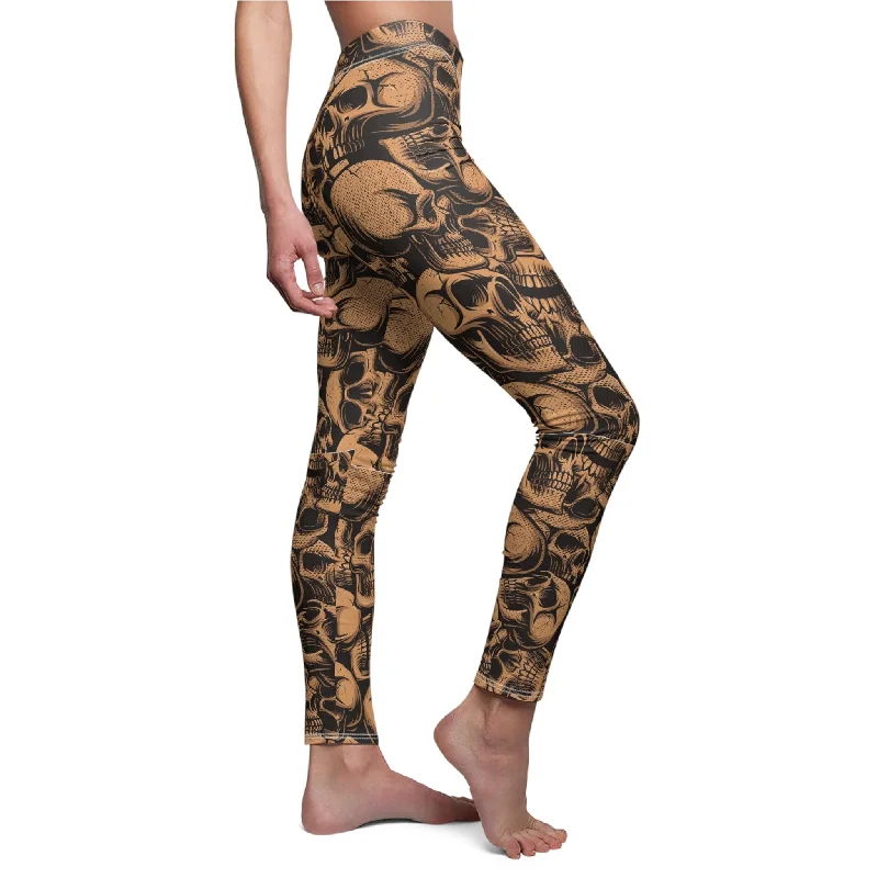 Versatile Comfort Women's Brown Skulls Soft Casual Leggings