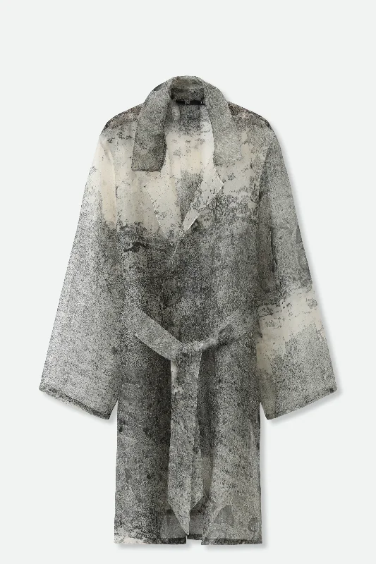 Soft Casuals BLYTHE SILK ORGANZA DRESS JACKET IN CEMENT