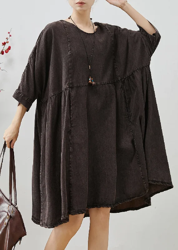 Versatile Casuals Plus Size Black Oversized Patchwork Denim Mini Dress Summer