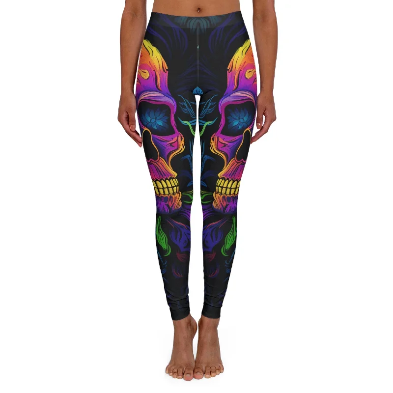 Soft Comfort Women's Colorful Skull Spandex Leggings