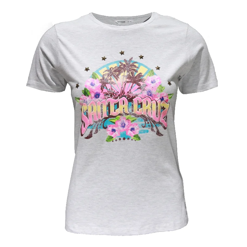 Relaxed Fashion Grey Embellished T Shirt
