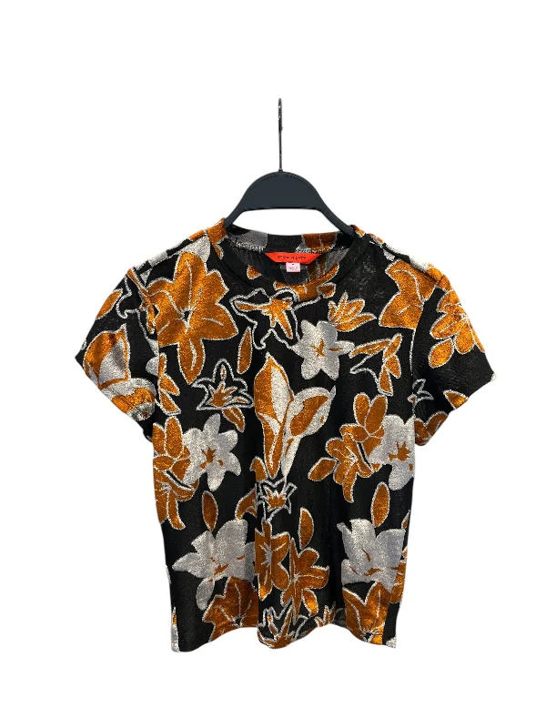 Soft Textures ECKHAUS LATTA/T-Shirt/M/Floral Pattern/Velour/BLK/ORG FLORAL