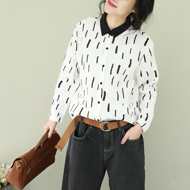 Smart Comfort Wear Modern Button Down linen Long Shirts Omychic Tunic Tops white lapel loose blouse Smart Comfort Wear Modern Button Down linen Long Shirts Omychic Tunic Tops white lapel loose blouse