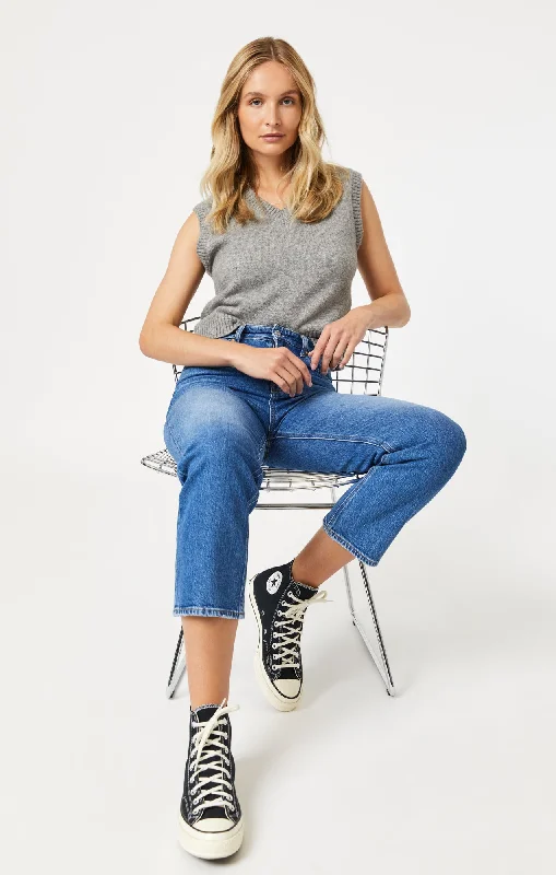 Cozy Knits SAVANNAH STRAIGHT LEG IN MID BRUSHED RECYCLED BLUE