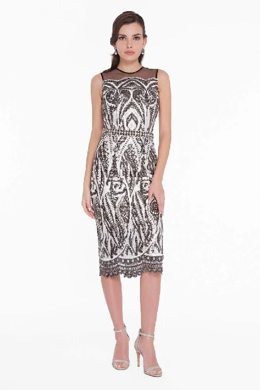Weekend Comfort Terani Couture - 1823C7071 Embroidered Sheer Jewel Sheath Dress