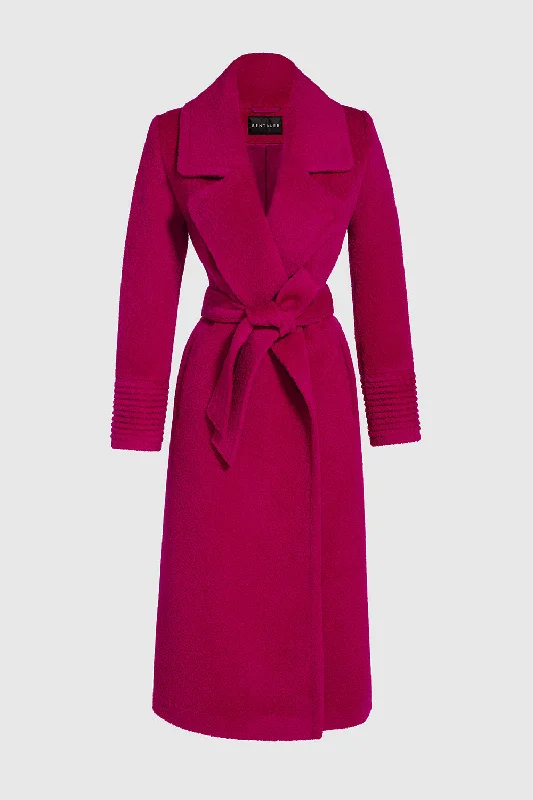 Casual Fit Bouclé Alpaca Long Notched Collar Wrap Coat