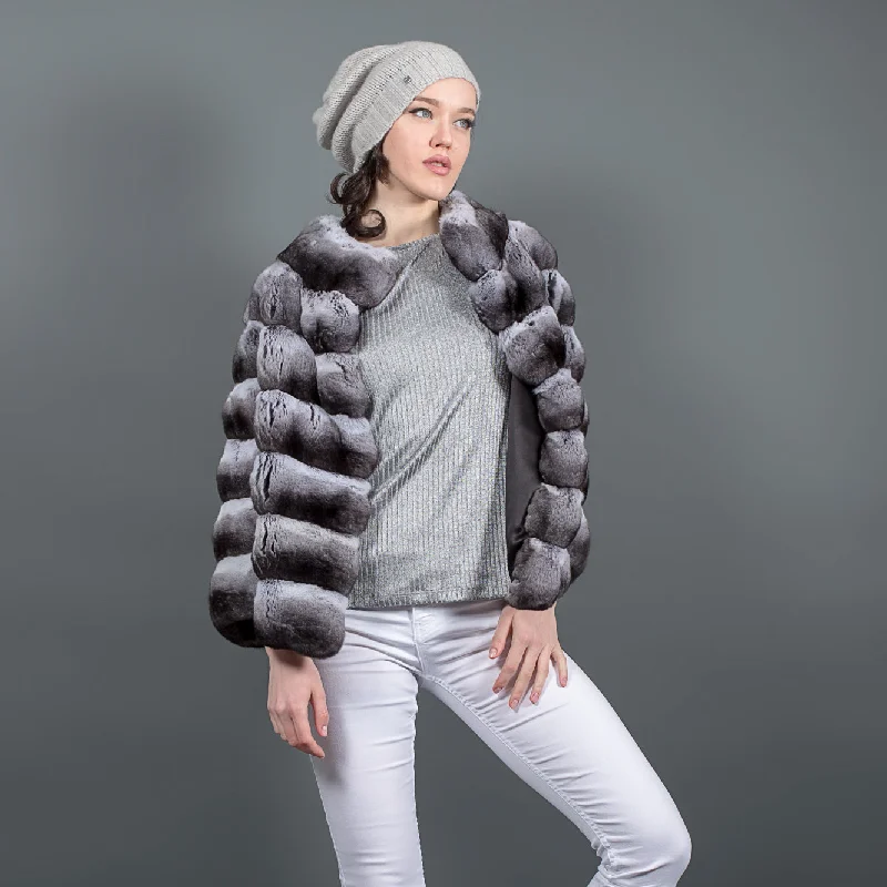 Casual Chic Outfits Chinchilla Fur Jacket Natural