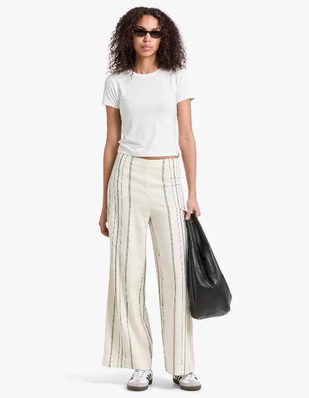 Soft Casuals Matera Stripe Pant - Cream/Black