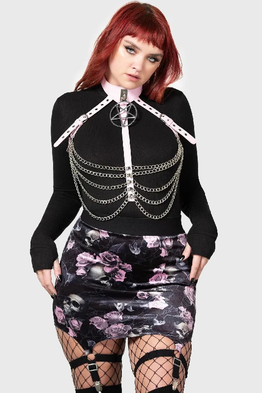 Effortless Dressing Cassandra Velvet Mini Skirt [BLACK/PINK]