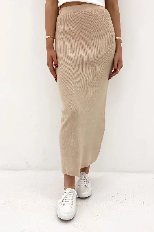 Casual Fit Henley Knit Skirt Oatmeal