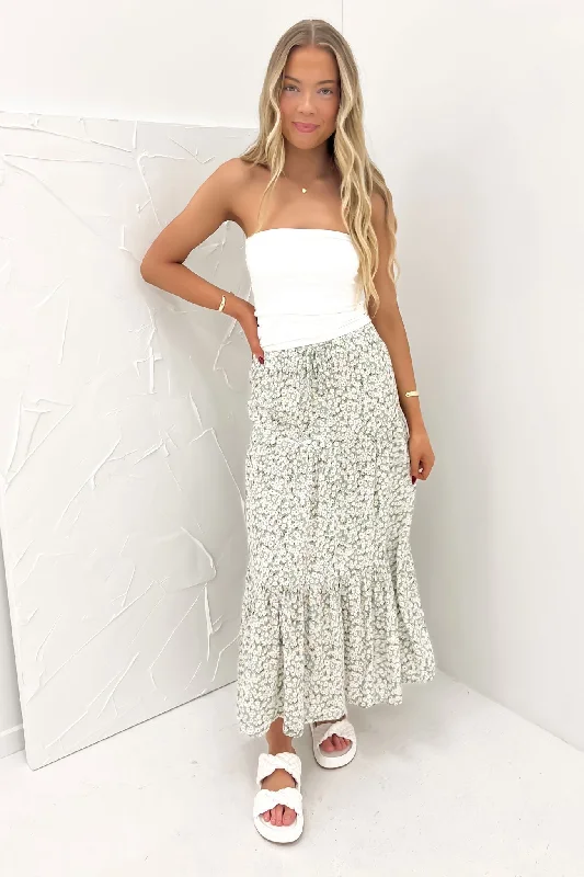 Trendy Wear Maddison Tiered Maxi Skirt Print
