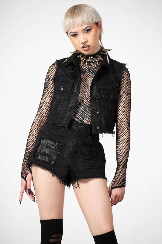 Relaxed Fashion Prediction Patch Denim Shorts