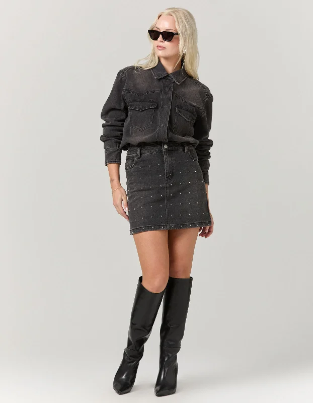 Cozy Chic Wear Somerville Denim Mini - Black