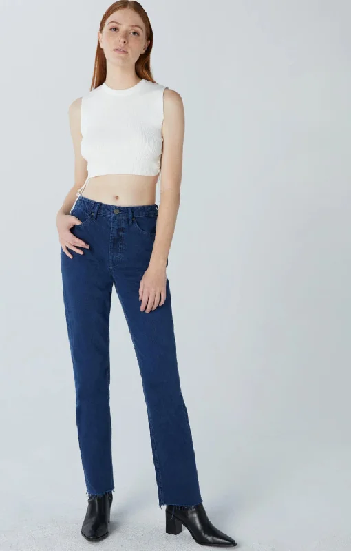 Casual Comfort Willa Super High Waist Mom Straight Leg - Ultramarine