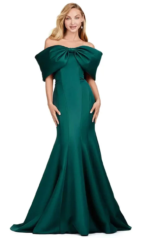 Light Fit Ashley Lauren 11413 - Bow Accent Satin Mermaid Gown