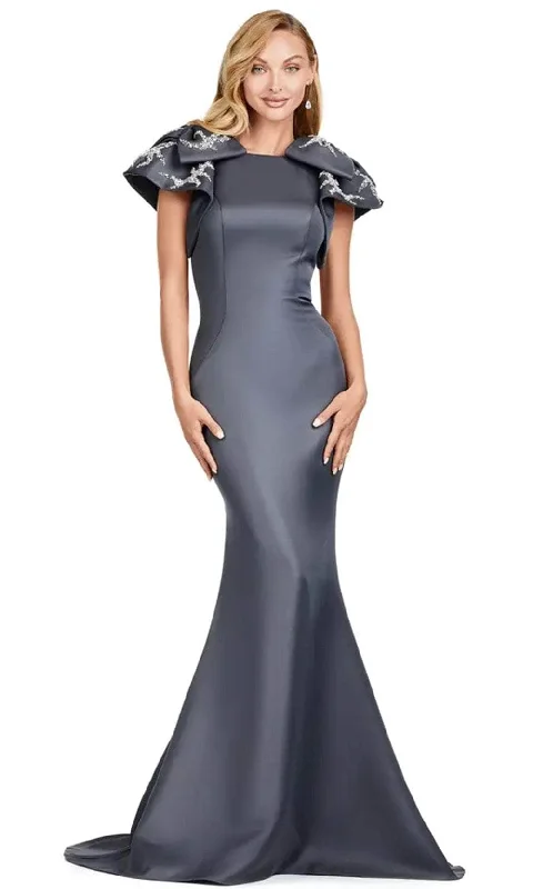 Versatile Outfits Ashley Lauren 11415 - Bow Accent Shoulder Satin Gown