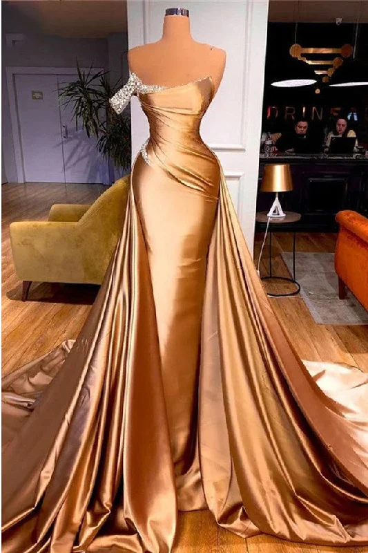 Relaxed Fashion Long Trumpet Formal Beading Sleeveless Women's Evening Dress